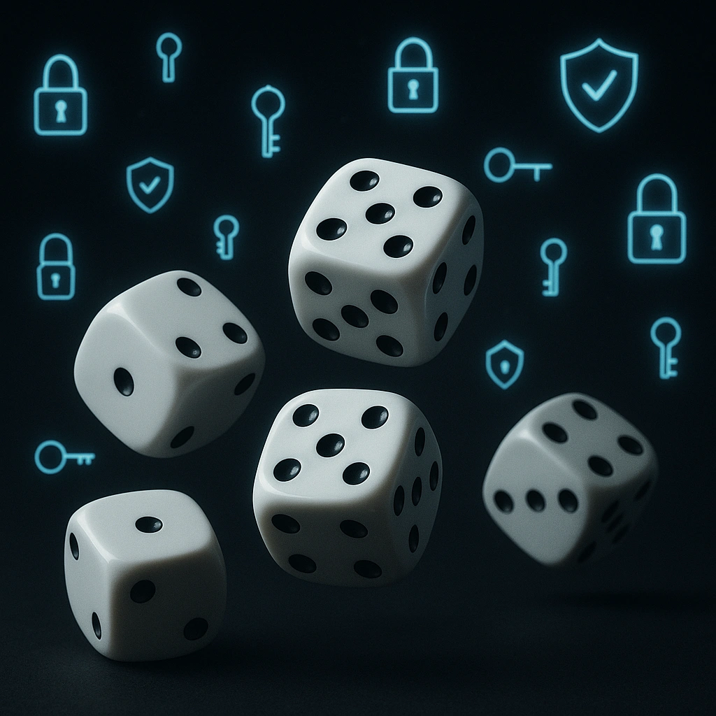 Diceware passphrase generation using five dice for maximum password security